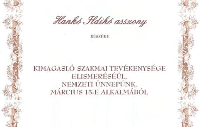 Miniszteri Elismerő Oklevélben részesült Hankó Ildikó