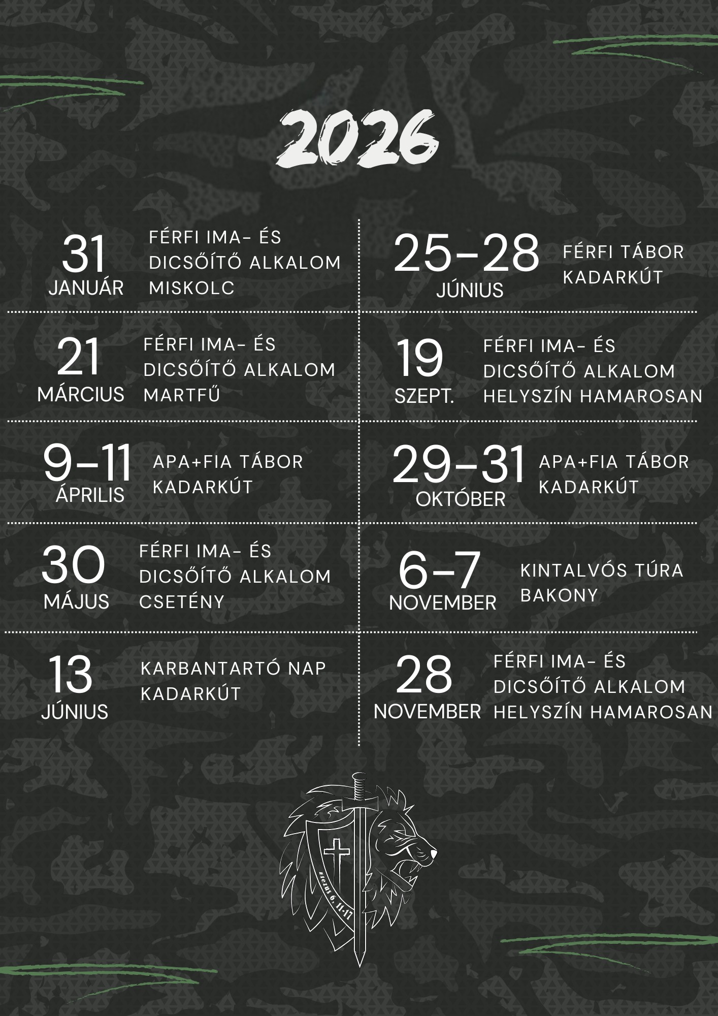 mpe 2026 krisztus harcosai eves programok